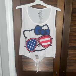 Hello Kitty White Tank with Patriotic Sunglasses